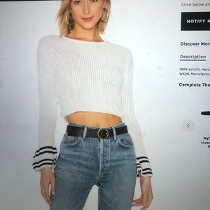 About Us white and black cropped sweater XS